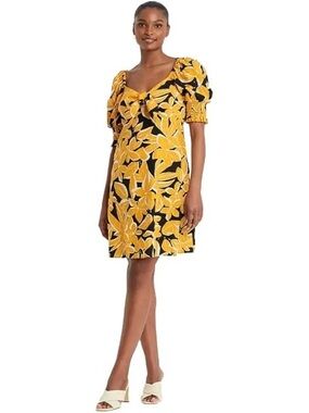 Who What Wear Tie Front Linen Floral Dress